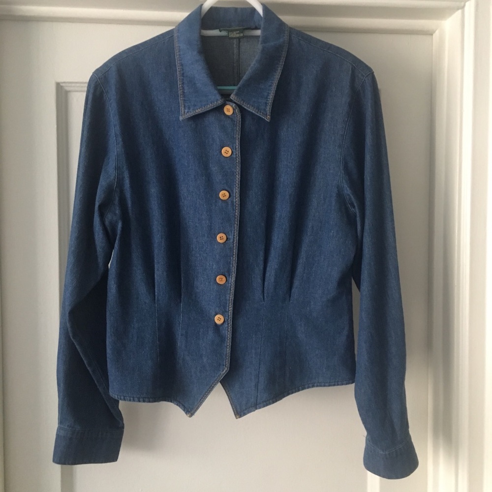 J. McLaughlin for Sanyo Denim Cotton Blazer Top